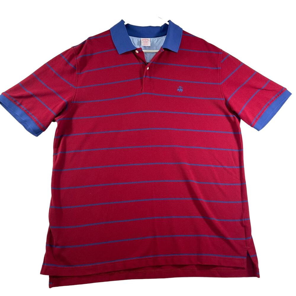 Brooks Brothers Performance Polo Shirt Men's XL Golf Resort Stripe Contrast Cuff